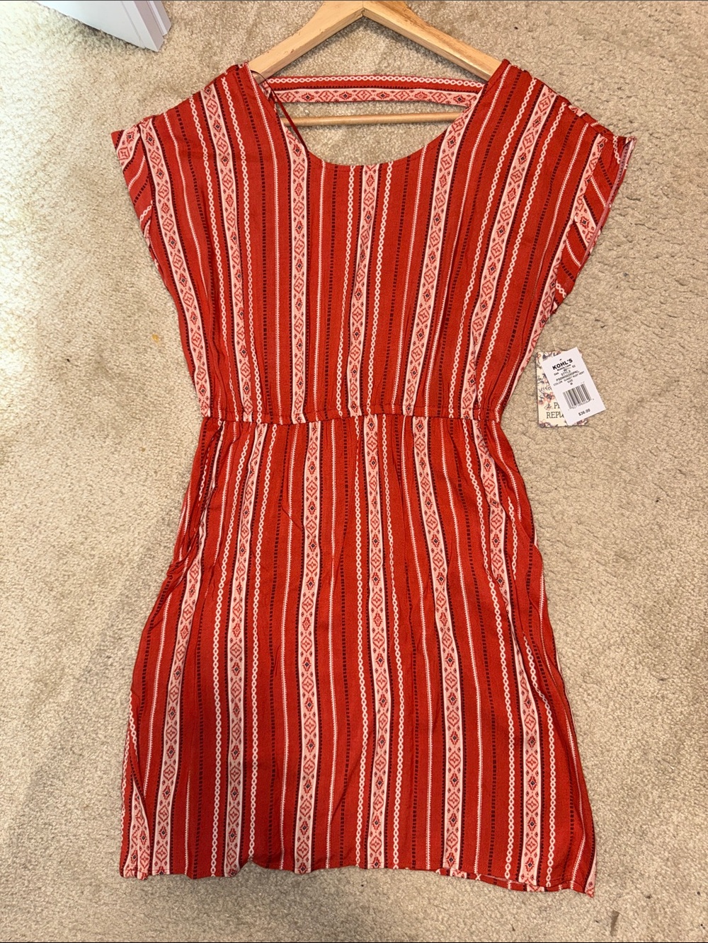 Pink Republic burnt orange and White Striped Summer Dress size m